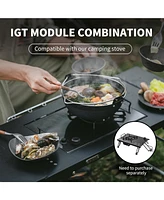 Naturehike Portable Igt Table with Charcoal Grill, Folding Camping Table and Bbq Grill with Desk Extension & Lantern Stand
