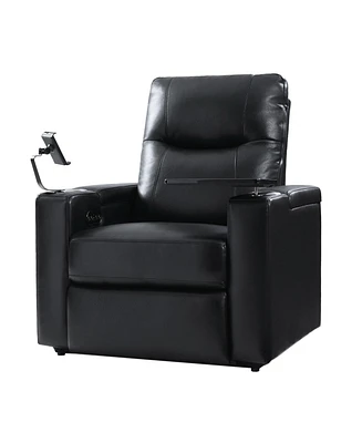 Modern Lothaire Genuine Leather Power Recliner with Adjustable Headrest