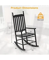 Weather-Resistant Acacia Rocking Chair – Outdoor High-Back Rocker with Ergonomic Design and Solid Base