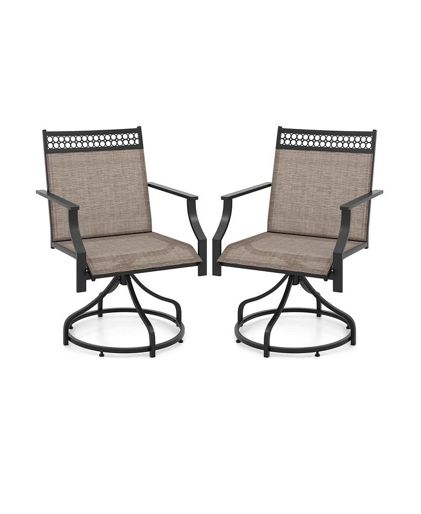 Patio Swivel Dining Chairs Set of 2 with Heavy-duty Metal Frame and Armrests