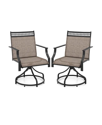 Patio Swivel Dining Chairs Set of 2 with Heavy-duty Metal Frame and Armrests