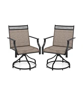 Patio Swivel Dining Chairs Set of 2 with Heavy-duty Metal Frame and Armrests