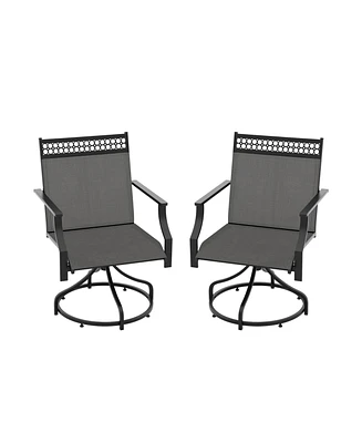 Patio Swivel Dining Chairs Set of 2 with Heavy-duty Metal Frame and Armrests