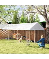 PawHut Dog Run with Adjustable & Rotatable Bowls, 19.7' x 7.5' x 7.5'