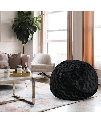 5ft Faux Fur Bean Bag Chair for Adults and Kids with Washable Cover Shredded Memory Foam Large Comfy Lounger Bedroom Living Room or Dorm-The Pop H
