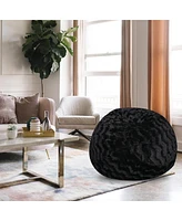 5ft Faux Fur Bean Bag Chair for Adults and Kids with Washable Cover Shredded Memory Foam Large Comfy Lounger Bedroom Living Room or Dorm-The Pop H