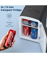 Cowsar Compact Refrigerator, Portable Mini Fridge, Skin Care 4L Capacity/6 Cans, for Bedroom, Car, Office & Dorm, Small Cooler for Cosmetics, Beverage