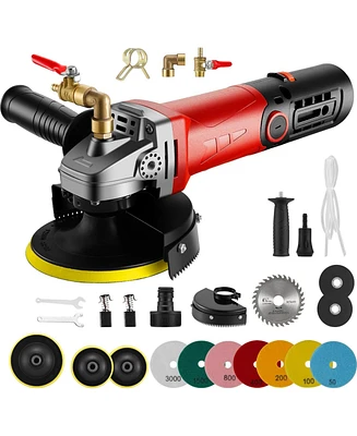 Silvel 860W Wet Polisher, 4 inch Wet Stone Polisher with 6 Variable Speeds, 110V Granite Polisher with 7 Diamond Polishing Pads for Granite, Marble, C