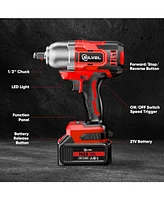 Silvel Cordless Impact Wrench, Max 500N.m Brushless Impact Gun 1/2 inch, 4.0Ah Battery, 6 Sockets, 3200RPM Impact Driver wih Fast Charger