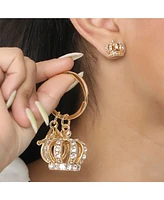 Juicy Couture Gold-Tone Crystal Crown Keychain & Earring Set