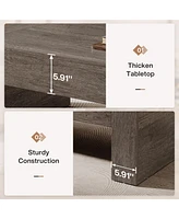 Tribesigns 51-Inch Rectangular Coffee Table for Living Room, Farmhouse Accent Center Cocktail Table with Thickened Wooden Base, Easy Assembly,Grey