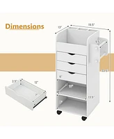 Utility Trolley with Open Shelves and 3 Drawers – Rolling Cart for Kitchen, Office, or Bathroom Organization