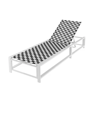 Outdoor Adjustable Patio Chaise Lounge Chair with Wheels and Sturdy Metal Frame