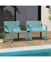 Patio Chairs Set of 4 Weather-resistant Plastic Outdoor Armchairs
