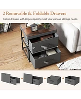 2-Drawer Nightstand with Fabric Bins and Pull Handles – Set of 2 Bedroom Storage Solutions