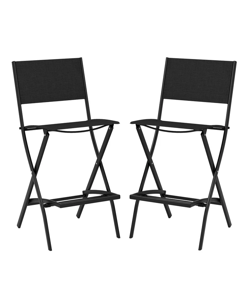 Folding Bar Stools Set of 2 Backrest Humanized Footrest