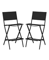 Folding Bar Stools Set of 2 Backrest Humanized Footrest