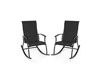 2 Pieces Outdoor Rocking Chairs with Breathable Backrest