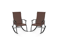 2 Pieces Outdoor Rocking Chairs with Breathable Backrest