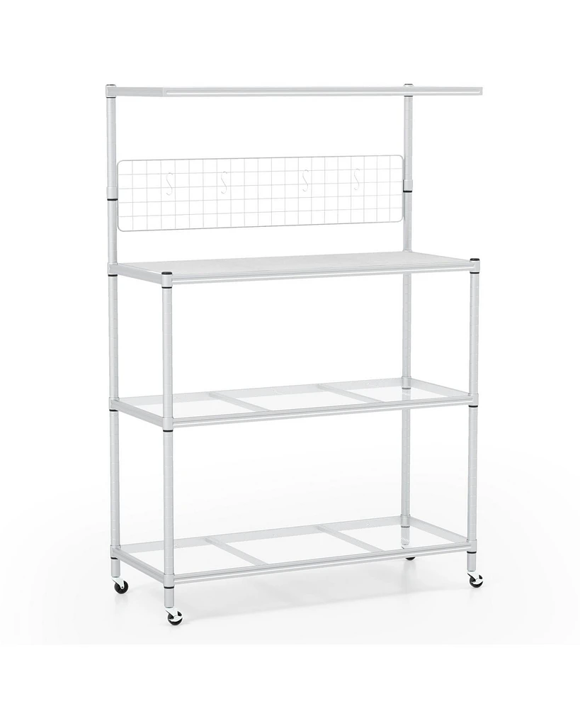 4-Tier Bakers Rack on Wheels with Adjustable Shelves