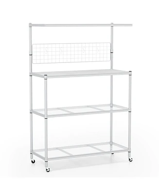 4-Tier Bakers Rack on Wheels with Adjustable Shelves