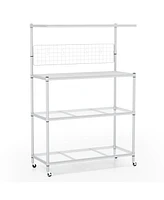 4-Tier Bakers Rack on Wheels with Adjustable Shelves