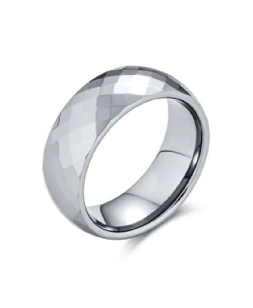 Bling Jewelry Multi Faceted Prism Cut Titanium Band Rings Silver Tone Comfort Fit