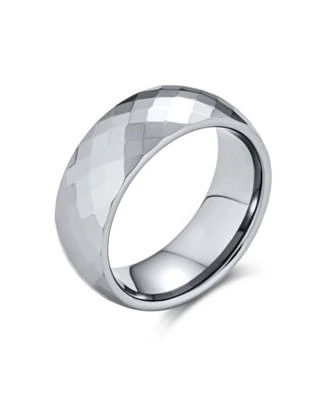 Bling Jewelry Multi Faceted Prism Cut Titanium Band Rings Silver Tone Comfort Fit