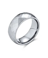 Bling Jewelry Multi Faceted Prism Cut Titanium Band Rings Silver Tone Comfort Fit