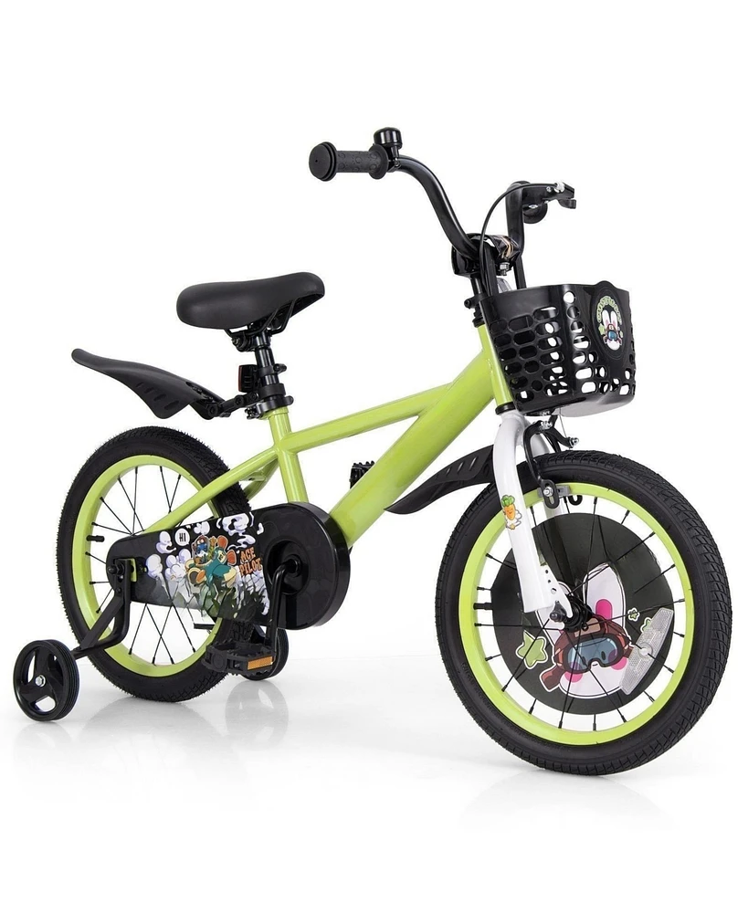 16 Inch Kids Bike Adjustable with Detachable Training Wheels for 4-8 Years Old