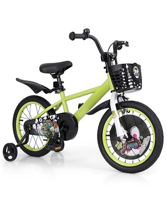 16 Inch Kids Bike Adjustable with Detachable Training Wheels for 4-8 Years Old