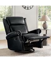 Paoletta Genuine Leather Manual Swivel Glider Recliner