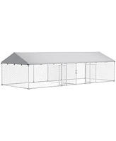 PawHut Two Room Outdoor Dog Kennel with Roof, Cover, 19.7' x 7.5' x 5.2'