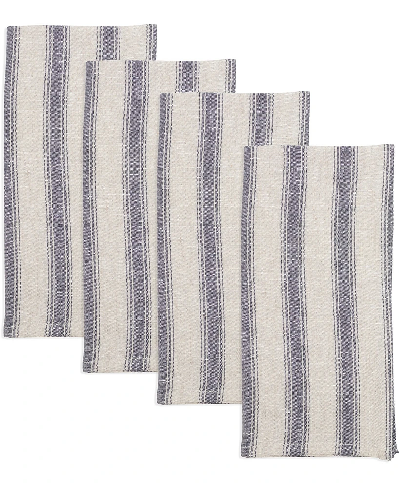 Saro Lifestyle Classic Striped Pure Linen Napkins, 20" x 20"