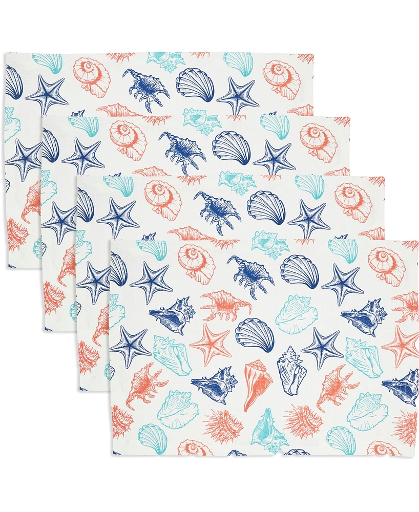 Saro Lifestyle Ocean Breeze Sea Shells Cotton Placemats, 14" x 20"