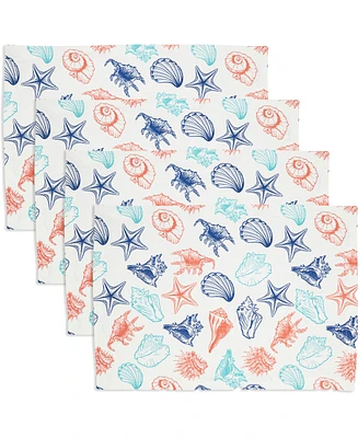 Saro Lifestyle Ocean Breeze Sea Shells Cotton Placemats, 14" x 20"