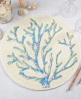 Saro Lifestyle Coastal Coral Beaded Placemats, 15" Round
