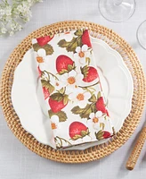 Saro Lifestyle Breezy Juicy Strawberry Cotton Napkins, 20" x 20"