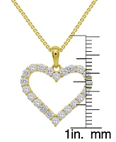 Lab Grown White Sapphire Open Heart 18" Pendant Necklace (1-1/3 ct. t.w.) in 14k Gold-Plated Sterling Silver