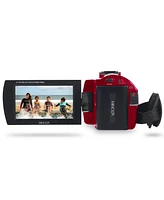 Minolta MN2K10NV 2K Ultra Hd Camcorder with 3" Touchscreen and Infrared Night Vision, Red