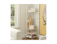 4-Tier Corner Hall Tree with Shoe Storage Bench – Coat Rack and Combo for Entryway or Mudroom