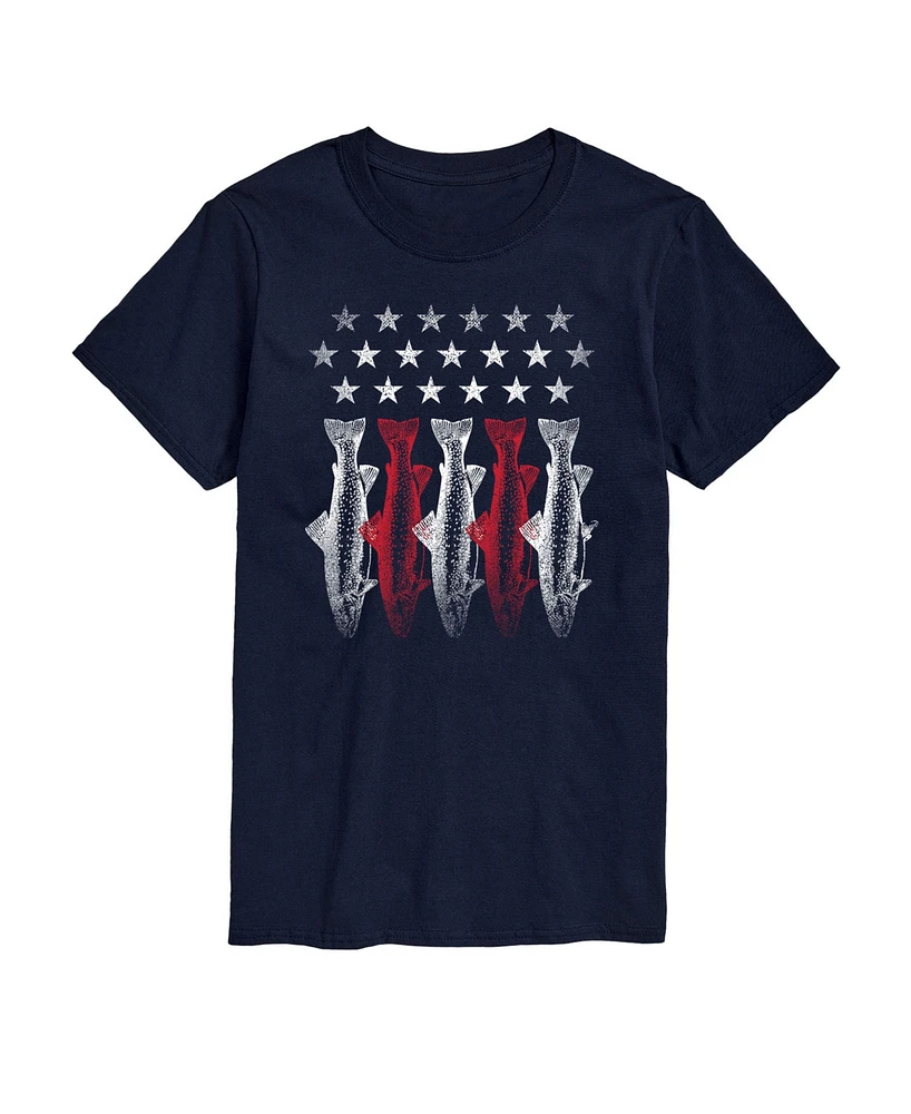 Airwaves Men's American Flag Fish Short Sleeve T-Shirt
