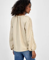 I.n.c. International Concepts Women's Button-Sleeve Blouse, Exclusively at Macy's