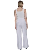 Karl Lagerfeld Paris Petite Button-Trim-Pocket Pants