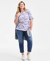 Style & Co Plus Printed Elbow-Sleeve Knit Top