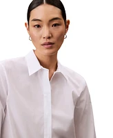 Calvin Klein Jeans Women's Cotton Poplin Stretch Relaxed Button-Down Shirt
