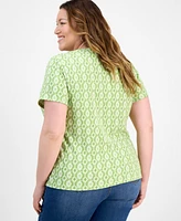 Style & Co Plus Printed Henley T-Shirt, Exclusively at Macy's