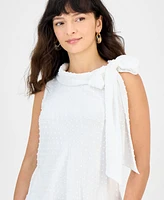 Robbie Bee Women's Bow-Neck Tiered Sleeveless Dress