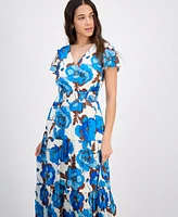 Tinsel Petite Print Short-Sleeve Maxi Dress