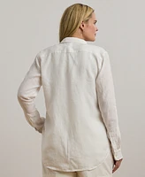 Lauren Ralph Plus Relaxed-Fit Print Roll-Tab Sleeve Shirt